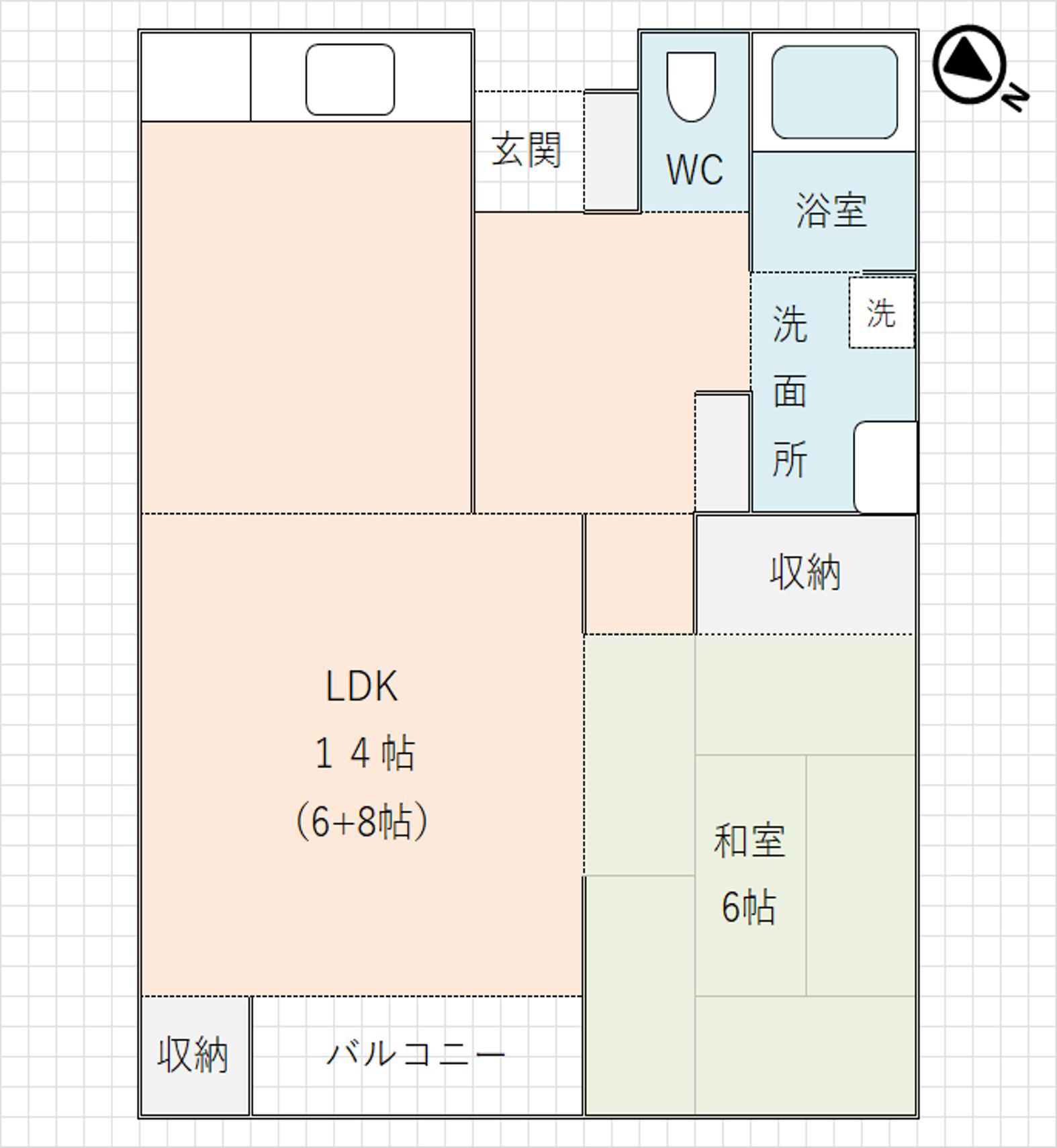 サンハイツ松原(1LDK/1階)の間取り写真