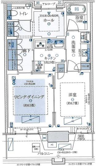 グラングリーン大阪 THE ノース RESIDENCE(1LDK/7階)の間取り写真