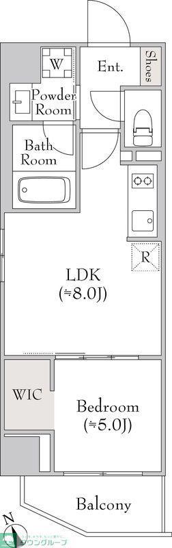 ルミーク門前仲町(1LDK/4階)の間取り写真