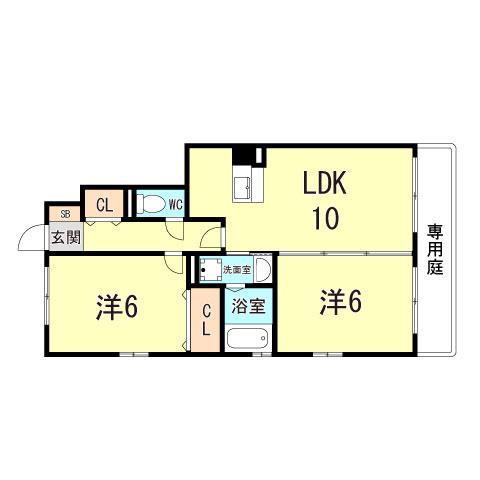 グリーンデューク(2LDK/1階)の間取り写真