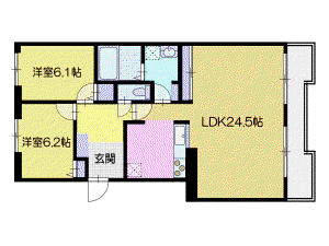 リーセント住吉(2LDK/7階)の間取り写真