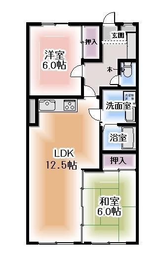 バルモアール(2LDK/3階)の間取り写真