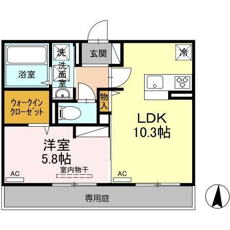 セレブ南高江(1LDK/1階)の間取り写真