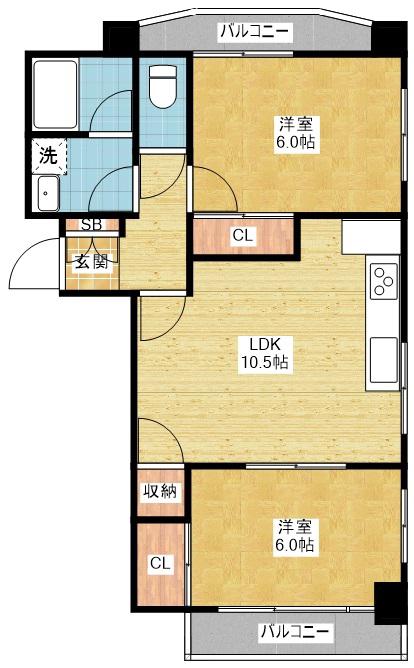 WIN大須(2LDK/6階)の間取り写真
