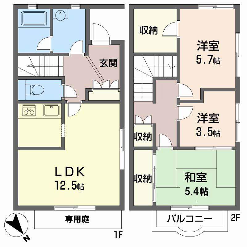 三木メゾネット(3LDK/1階)の間取り写真