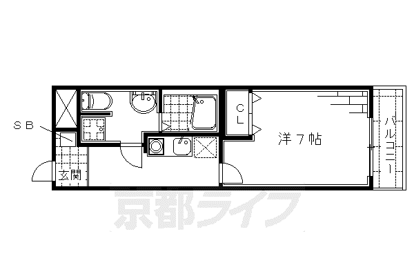 アルバローザ京都(1K/4階)の間取り写真