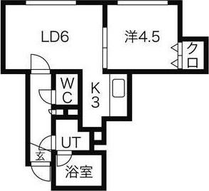 JUNJUNハウス発寒(1LDK/2階)の間取り写真