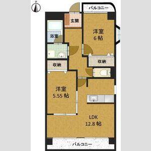 186 グランシャリオ(2LDK/4階)の間取り写真