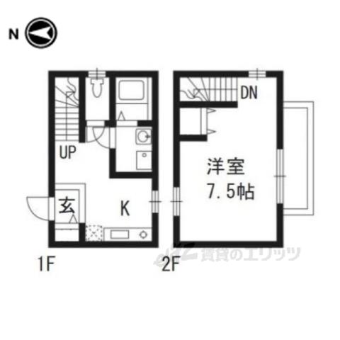 ユリマージュ(1K/2階)の間取り写真