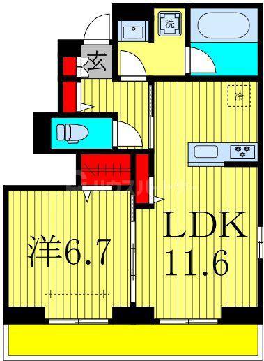 リッシュセゾン E(1LDK/1階)の間取り写真