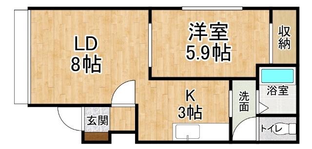 酒井ハイツ(1LDK/1階)の間取り写真