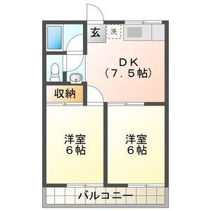 コーポ河芸(2DK/2階)の間取り写真
