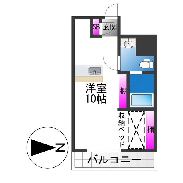 ボンボニエール(ワンルーム/5階)の間取り写真