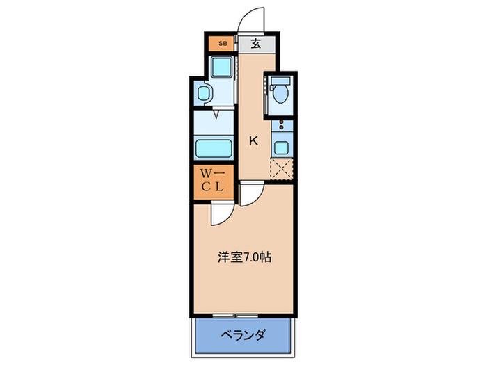 ビガーポリス405同心III(1K/8階)の間取り写真