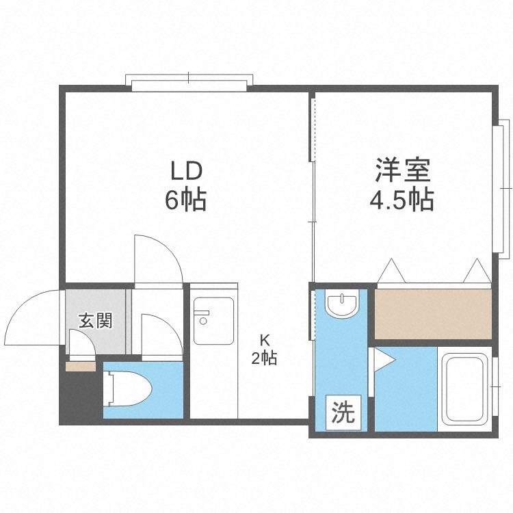 パークリュクスN18ロイヤルヴィラ(1LDK/2階)の間取り写真