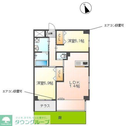 ジャルダン ドゥテ(2LDK/1階)の間取り写真