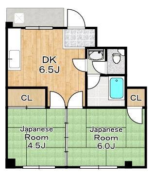 平尾ビル(2DK/2階)の間取り写真