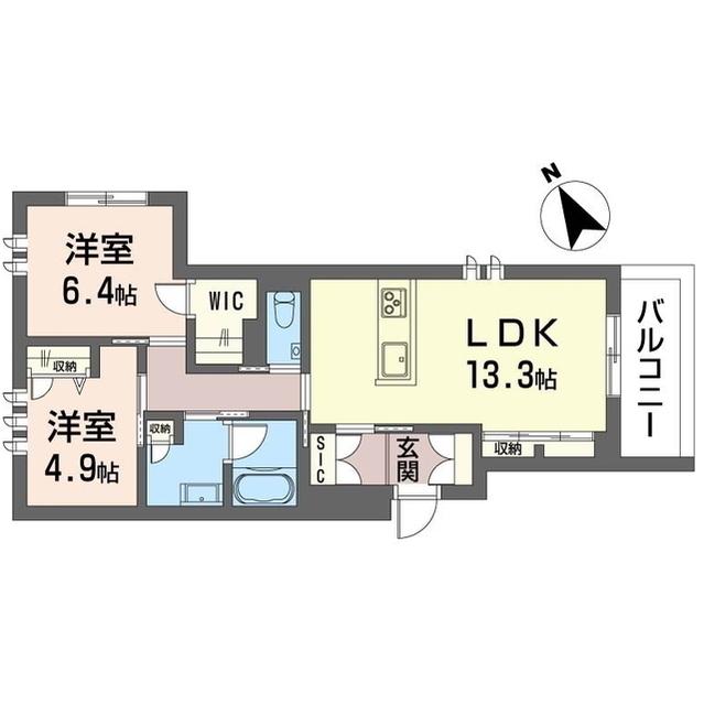 ウィステリアガーデン(2LDK/2階)の間取り写真
