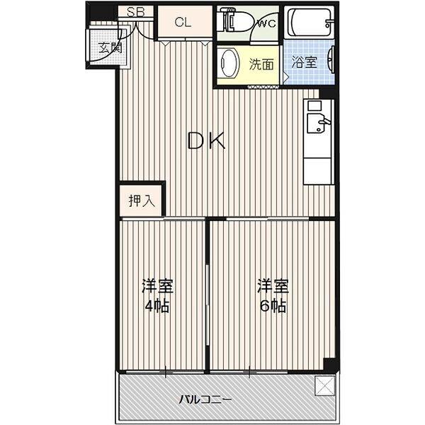アパートメント吹田II(2DK/3階)の間取り写真