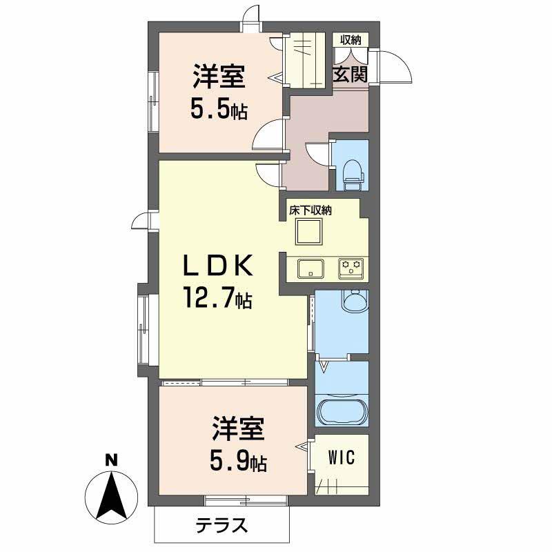 エターナルステージ(2LDK/1階)の間取り写真