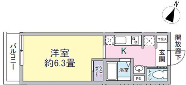 TARINA向ヶ丘遊園(1K/3階)の間取り写真