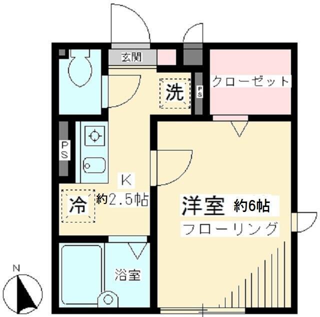 エスポワール上北沢(1K/2階)の間取り写真