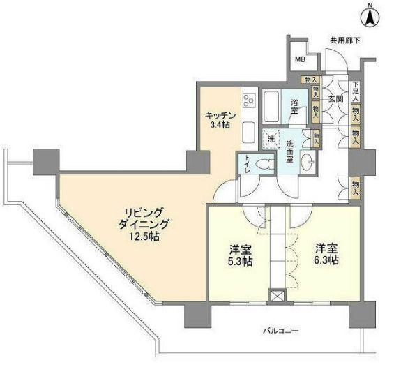 豊洲シエルタワー(2LDK/11階)の間取り写真