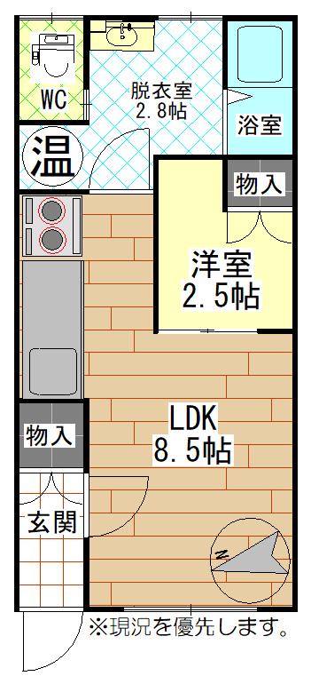シェリル北町(1LDK/2階)の間取り写真