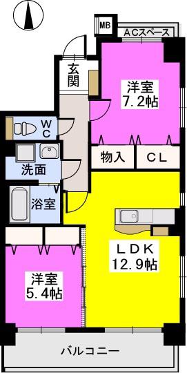 エミネンス新宮(2LDK/3階)の間取り写真