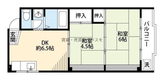グランツ小林(2DK/2階)の間取り写真