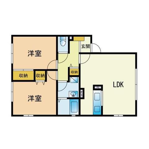 コモエスタ大佐乃(2LDK/1階)の間取り写真