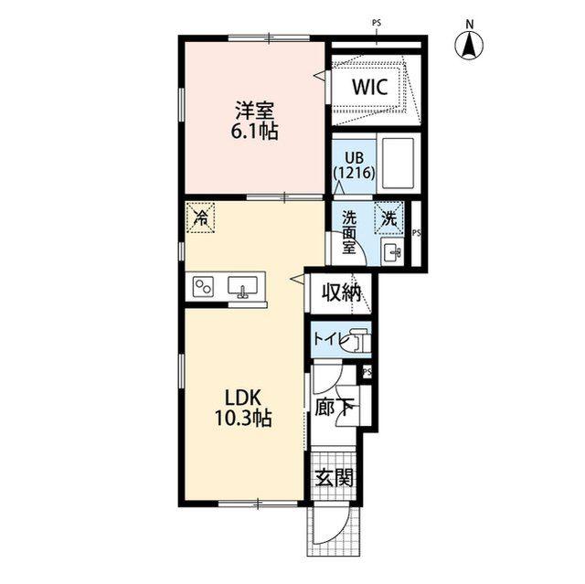 アムールゆめが丘II(1LDK/1階)の間取り写真