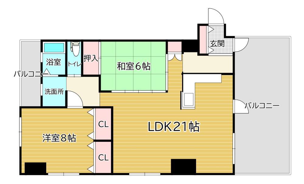 ブリッジサイド43(2LDK/11階)の間取り写真