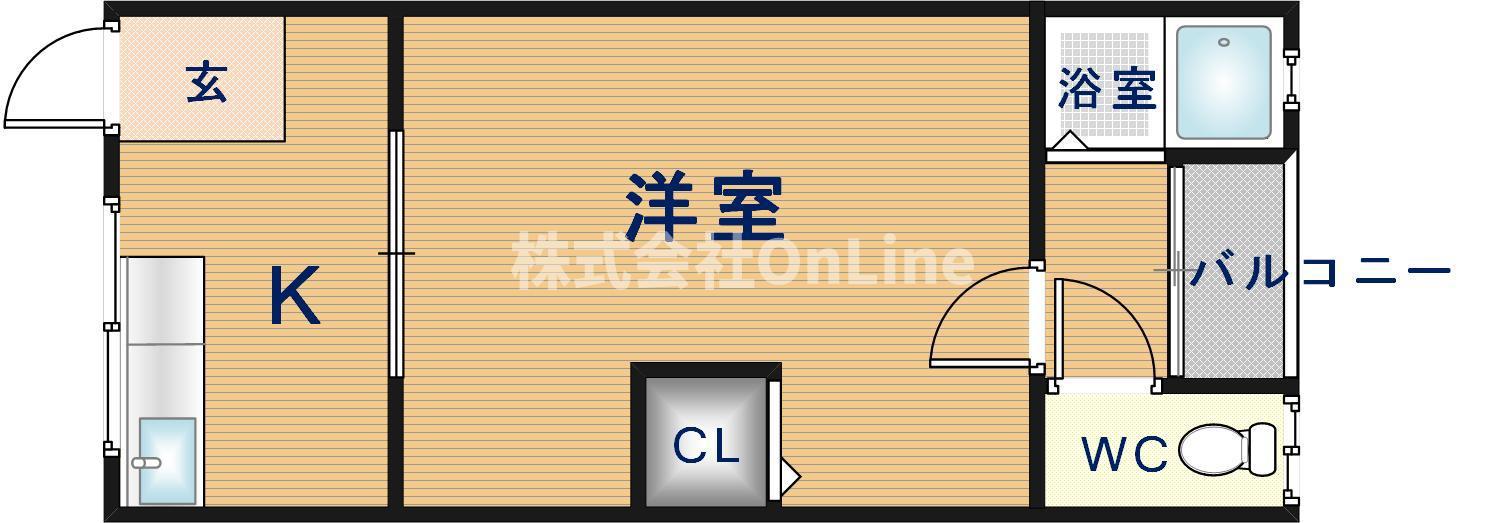双葉荘(1K/1階)の間取り写真