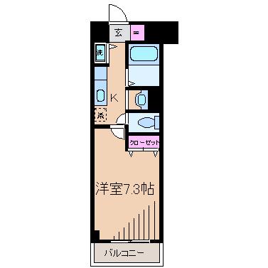 ステラ新丸子(1K/2階)の間取り写真