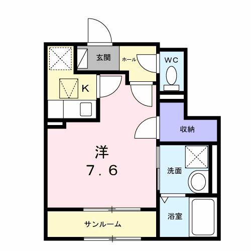 プラシード エイワン(1K/1階)の間取り写真