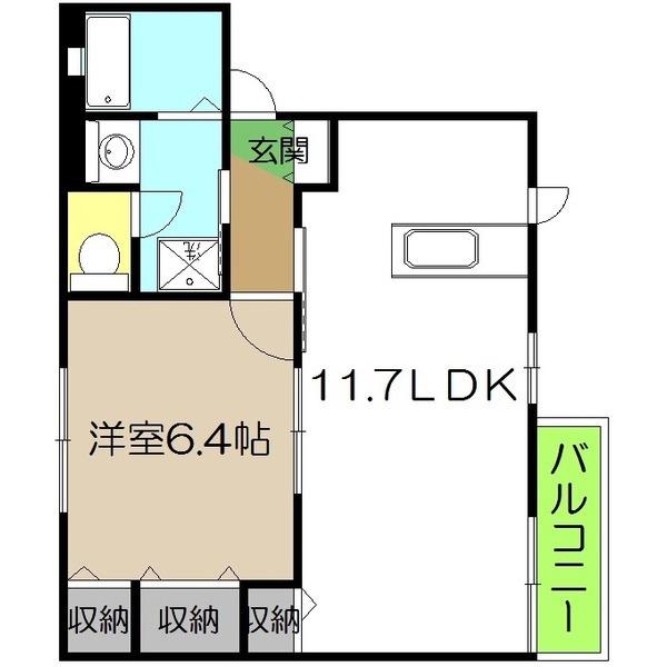 ロコモコハウス(1LDK/2階)の間取り写真