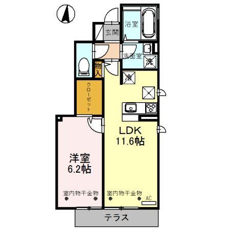 フェリシテドゥー(1LDK/1階)の間取り写真