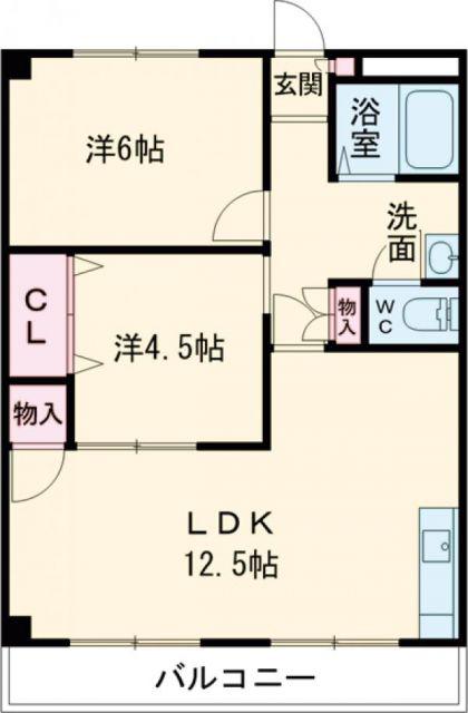 シャトレ北川(2LDK/3階)の間取り写真