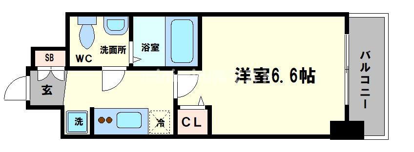 ワールドアイ阿波座ウエスト(1K/8階)の間取り写真