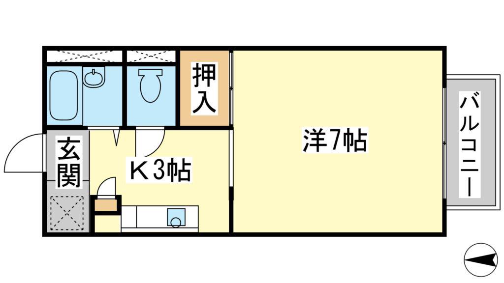 ハイツエクセロン(1K/2階)の間取り写真