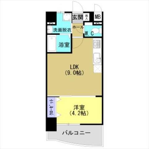 加治屋町MSH(1LDK/4階)の間取り写真