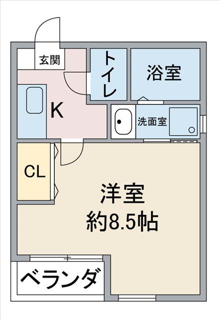 アクシス宝が丘(1K/2階)の間取り写真