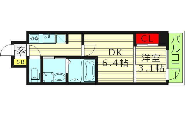 メイクス大阪鶴見(1DK/10階)の間取り写真
