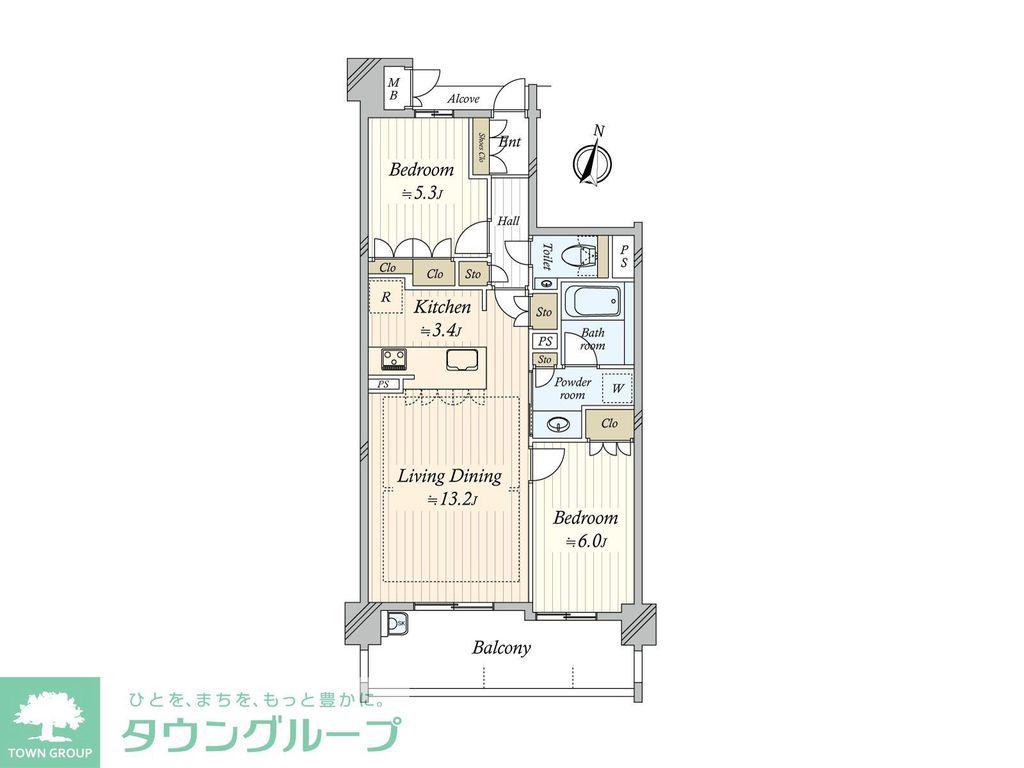 プレミスト東山公園(2LDK/4階)の間取り写真