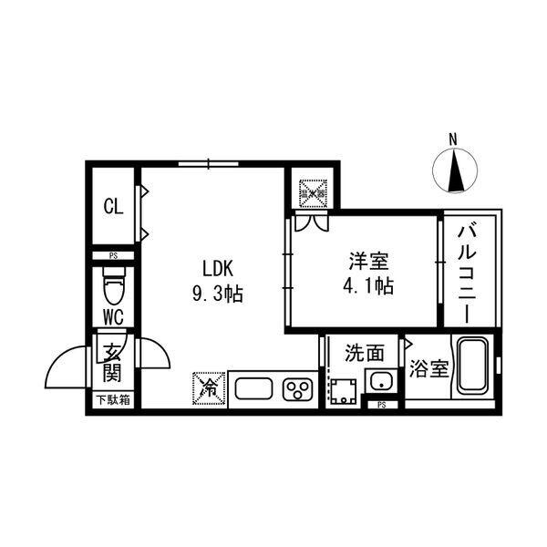 トップヒル森河内(1LDK/1階)の間取り写真