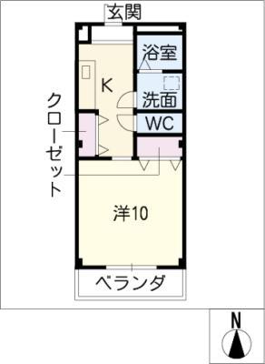 MディライトII(1K/2階)の間取り写真