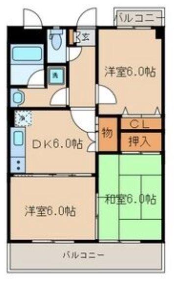 メゾン寿(3DK/3階)の間取り写真