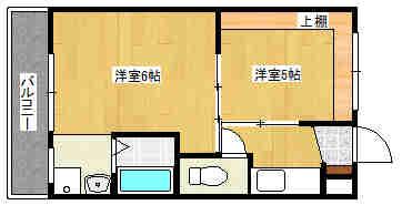 ヴィラナリー田辺Ⅱ(1DK/3階)の間取り写真