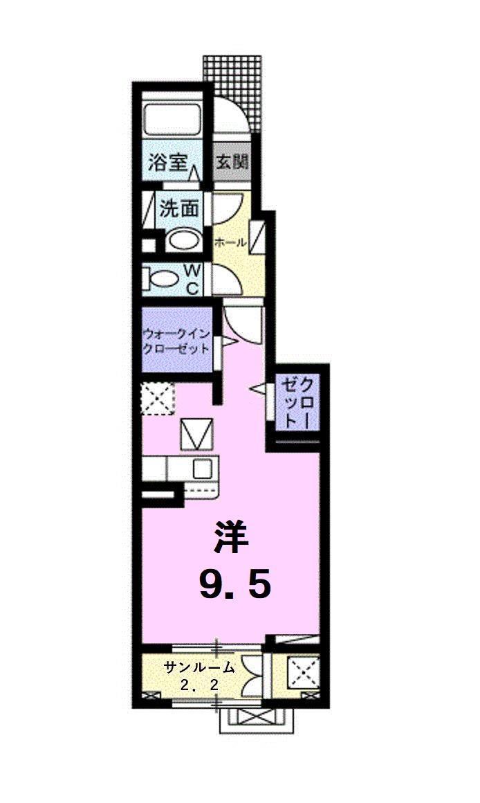 アネモスA(ワンルーム/1階)の間取り写真